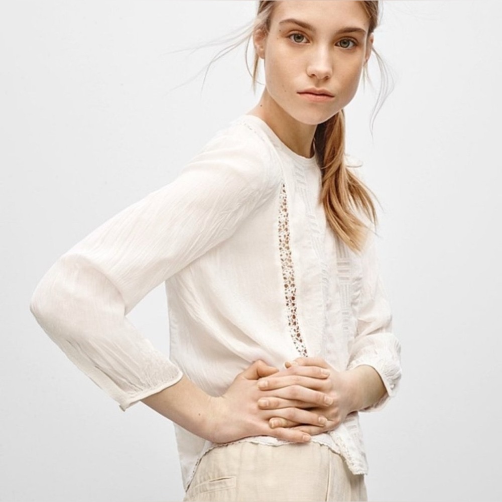 Aritzia Wilfred Entendre Black Lace Blouse L - Picture 8 of 9